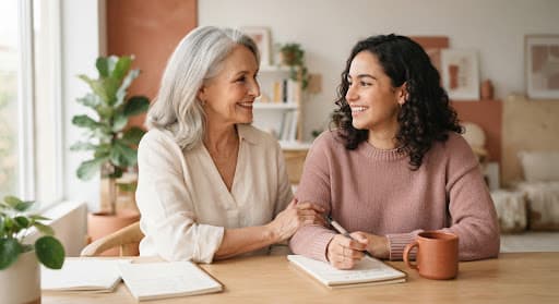 Dos mujeres de distintas generaciones conversando